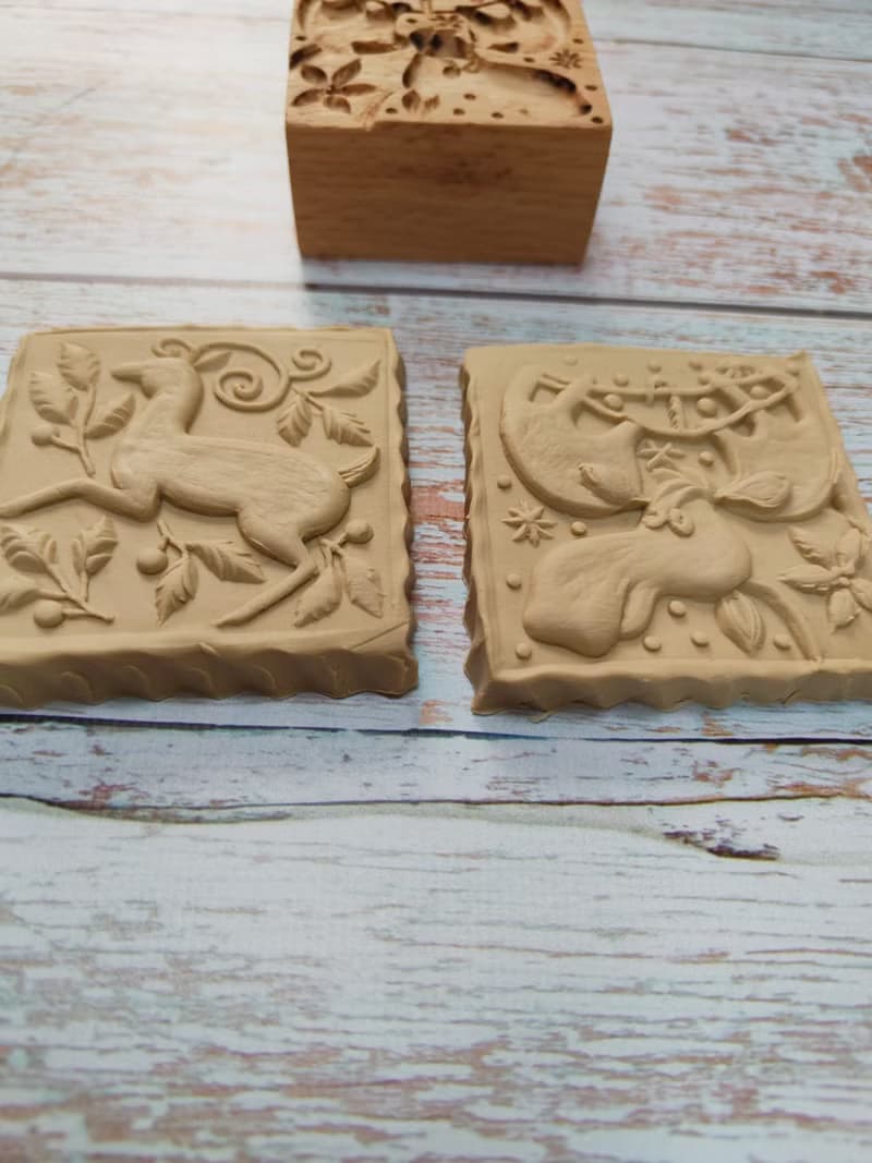 Double-sided cookie stamp with Christmas drawings