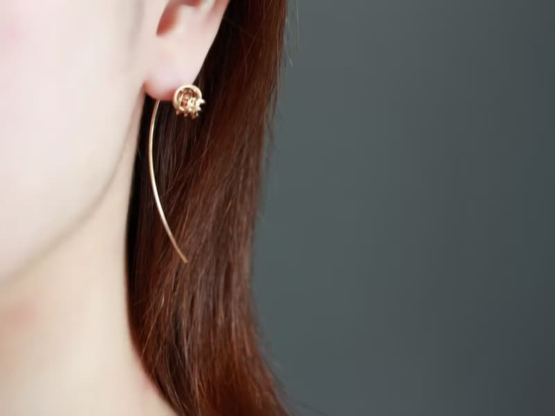 14kgf-three knot bow pierced earrings