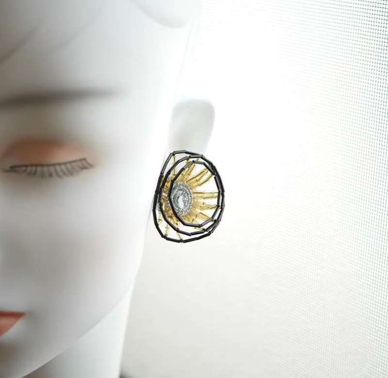 tsububu【受注制作】/ビーズ刺繍/微生物/ピアス/イヤリング/黒丸小