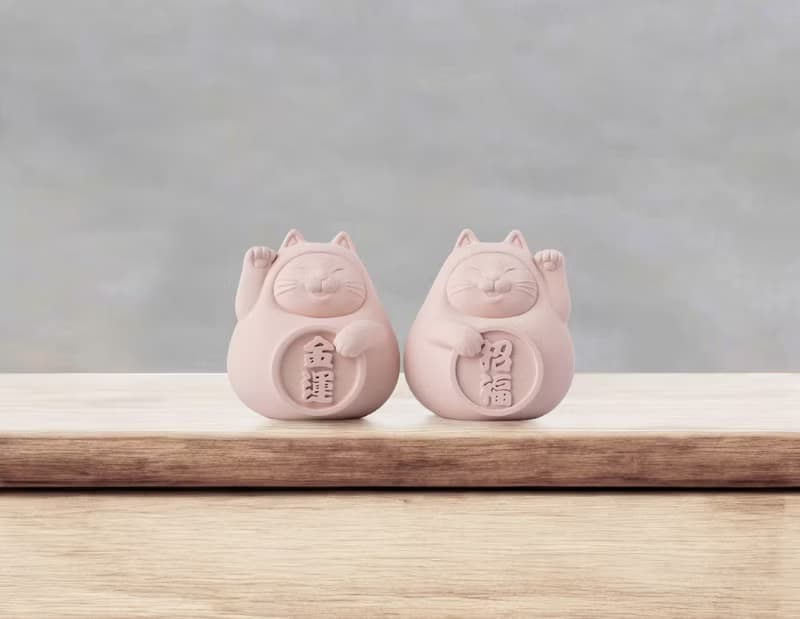 【辦公室祈福擺件】胖胖招財招福貓一對(小)
