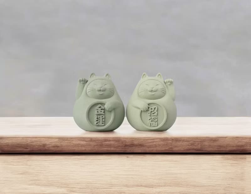 【辦公室祈福擺件】胖胖招財招福貓一對(小)
