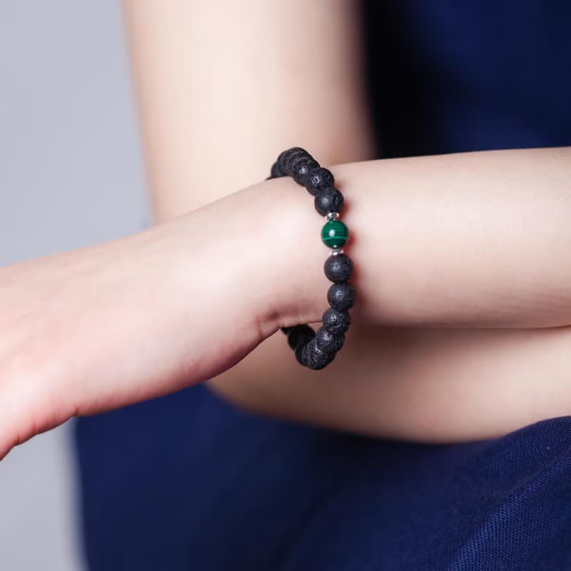 孔雀石火山石手鍊