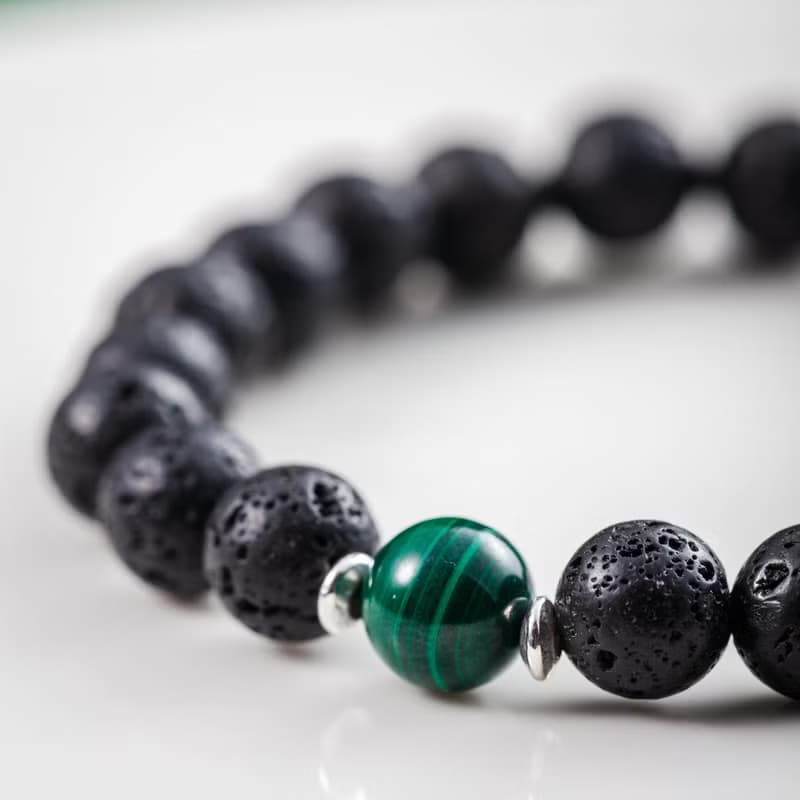孔雀石火山石手鍊