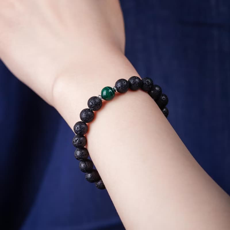 孔雀石火山石手鍊