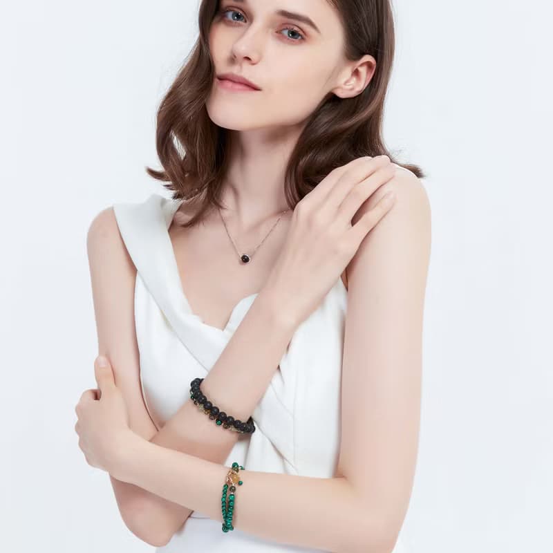 孔雀石火山石手鍊