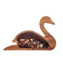 Wood piggy bank SWAN Adult coin bank Daughter gift from mom Modern tip jar