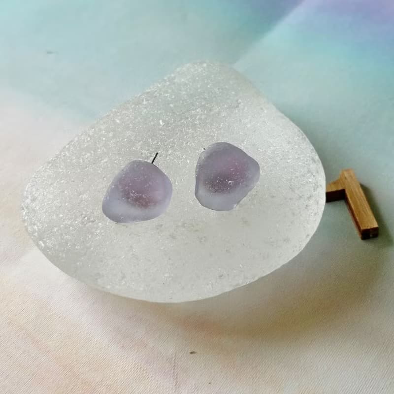 Sea Glass Stud Earrings 海玻璃耳環 Sea Glass Earrings 海廢飾品 Real Sea Glass Jewelry