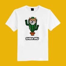 仙人掌 柴犬 狗 插畫 原創 白 短T 衣服 T恤 情侶裝 童裝 母子裝