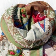 水煮羊毛披肩/針織圍巾/刺繡圍巾/羊絨披巾/喀什米爾Cashmere-花
