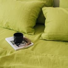 Chartreuse green linen sheet set / Flat+fitted sheet+2 pillowcases/Green bedding