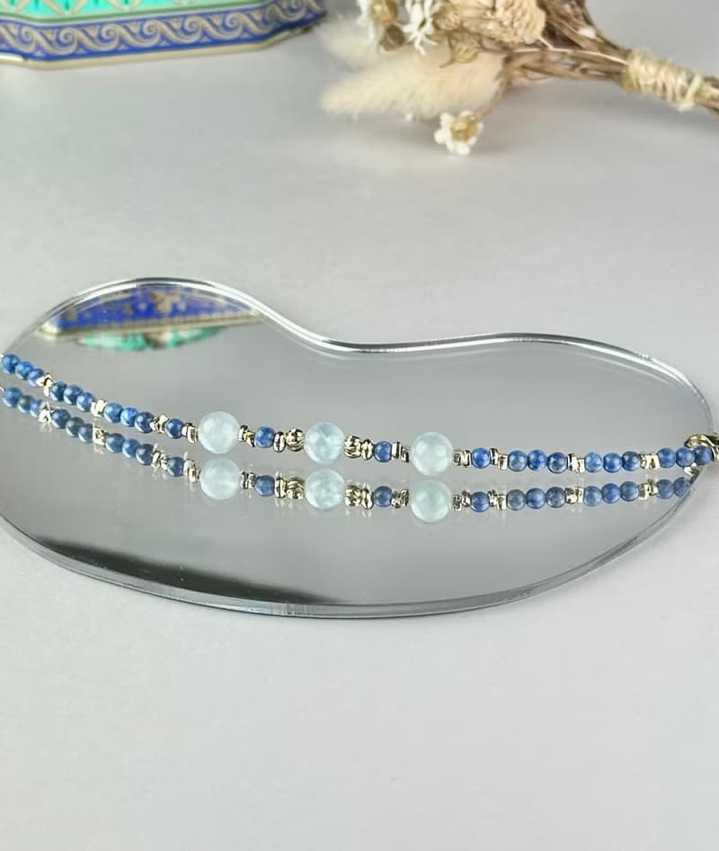 青金石 海藍寶 天然水晶手鍊/撫平情緒  自信心 溝通力 驅邪轉運