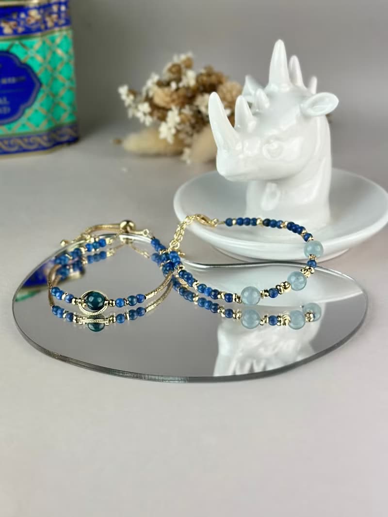 青金石 海藍寶 天然水晶手鍊/撫平情緒  自信心 溝通力 驅邪轉運