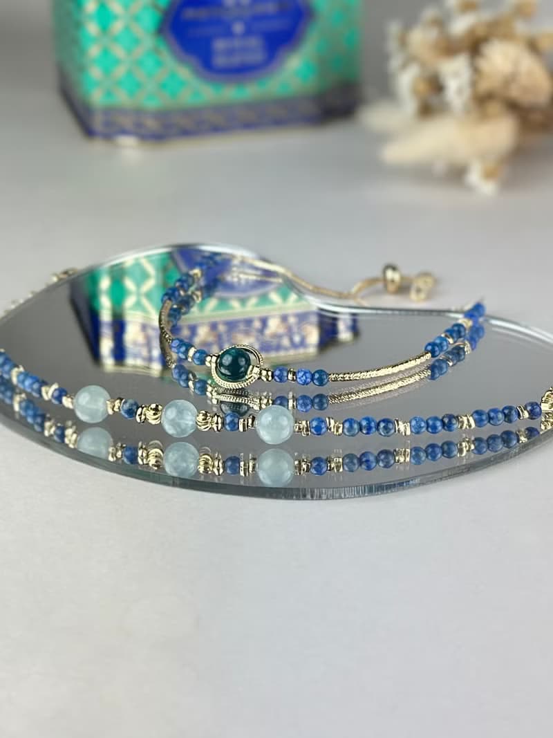 青金石 海藍寶 天然水晶手鍊/撫平情緒  自信心 溝通力 驅邪轉運