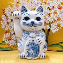 【青鯛納福】日本清水燒招財貓 | 染付 -  鯛
