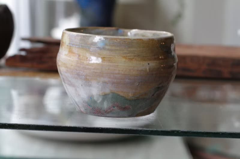 手拉坏油畫風花蓮山巒景緻陶碗/茶海/片口