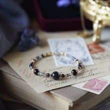 炯炯。黑髮晶 石榴石14KGP 天然石水晶 手鍊