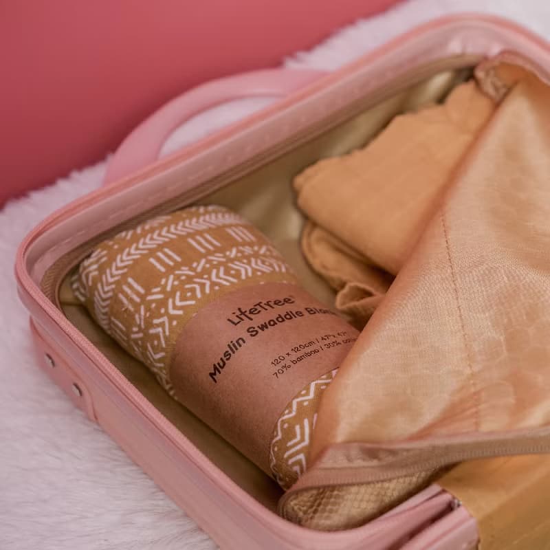 粉紅迷你手提行李箱  含絲巾