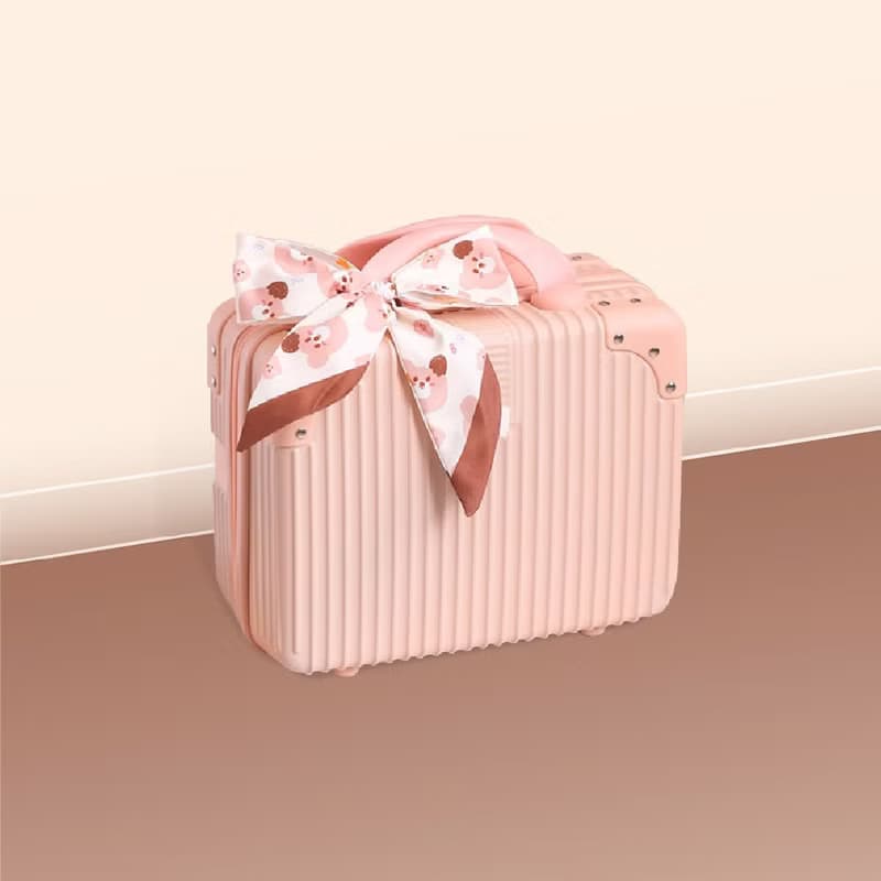 粉紅迷你手提行李箱  含絲巾