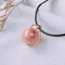 【擴香項鍊】香水精油項鍊 -桃紅珍珠光綴六角環