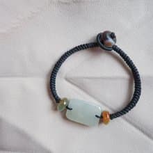 幾何三彩翡翠結繩手鍊・緬甸玉 ・天然石・瑪瑙