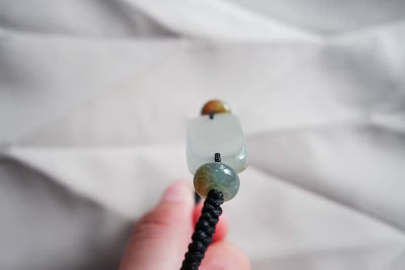 幾何三彩翡翠結繩手鍊・緬甸玉 ・天然石・瑪瑙