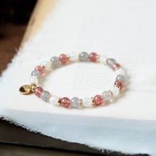 草莓晶 拉長石 月光石 手鍊 天然礦石水晶
