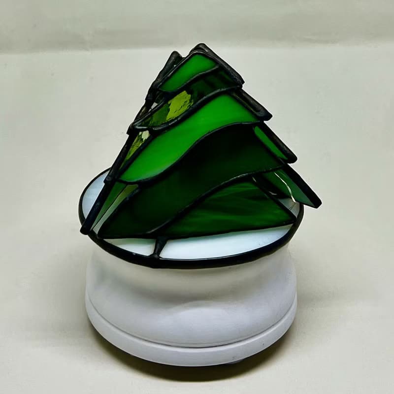 鑲嵌玻璃 聖誕樹造型旋轉音樂盒