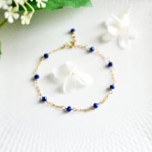 幸運と成功運UP、成功へ導く　ラピスラズリとデザインチェーンのブレスレット  12月誕生石