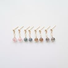 糖果碧璽 14K 包金小垂墜耳環 | 漸層櫻花粉 莫蘭迪灰藍綠 茶褐色