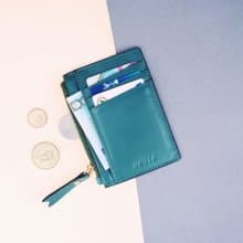 Shaded Spruce (Green): Zipped Card Purse / Cow Leather
