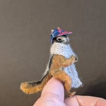 Chipmunk Misha, 7cm. Crocheted. Ooak