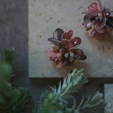 甜美果實 水晶花樹脂花耳環 可改純銀耳針/14K包金耳夾