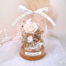 永生花玻璃盅-璀璨白金 l 金色玫瑰 日本玫瑰 情人節禮物