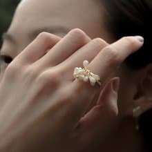 水滴花戒指/可調式戒指 可愛戒指 花花戒指 約會飾品 禮物 生日禮