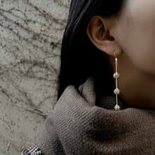 【金砂】串珠球垂墜耳飾 | 日本米珠 / 14K耳針