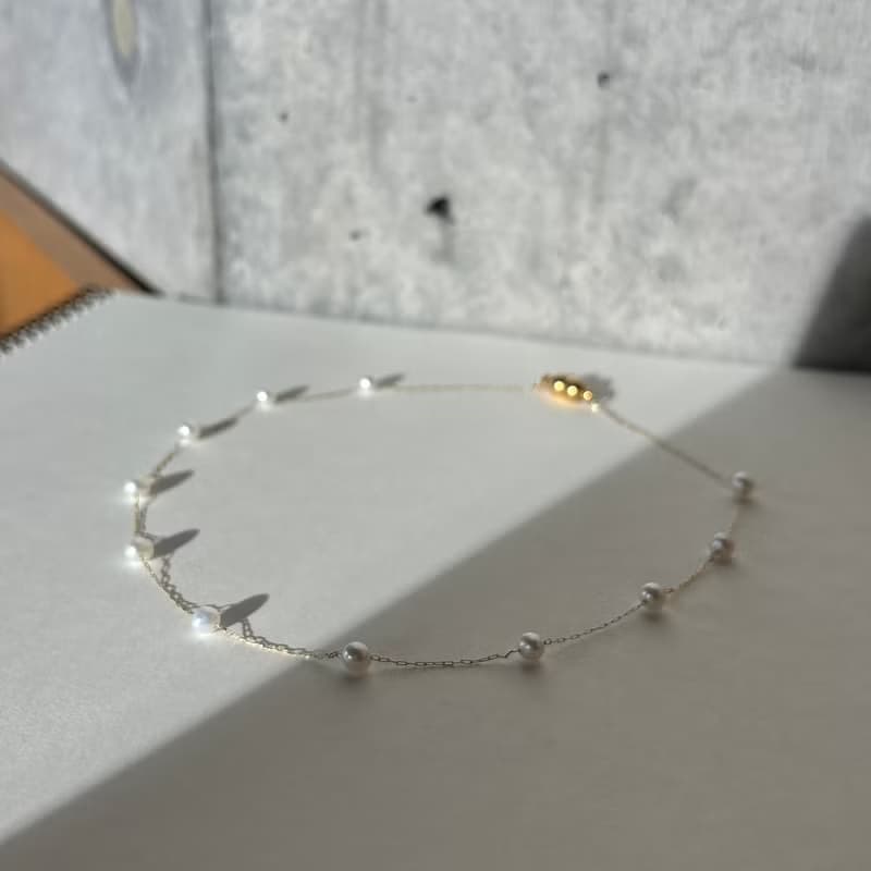 醫療鋼磁吸式 天然 淡水珍珠 項鍊 近圓5mm  極簡優雅 40cm