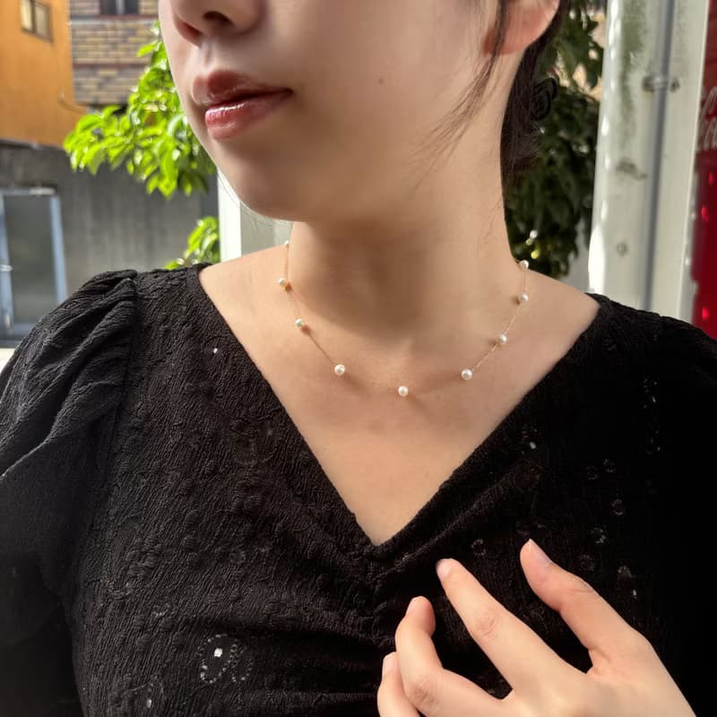 醫療鋼磁吸式 天然 淡水珍珠 項鍊 近圓5mm  極簡優雅 40cm