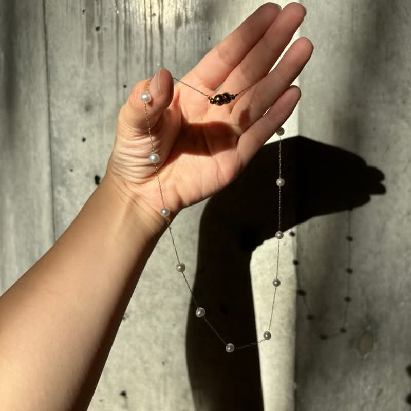 醫療鋼磁吸式 天然 淡水珍珠 項鍊 近圓5mm  極簡優雅 40cm