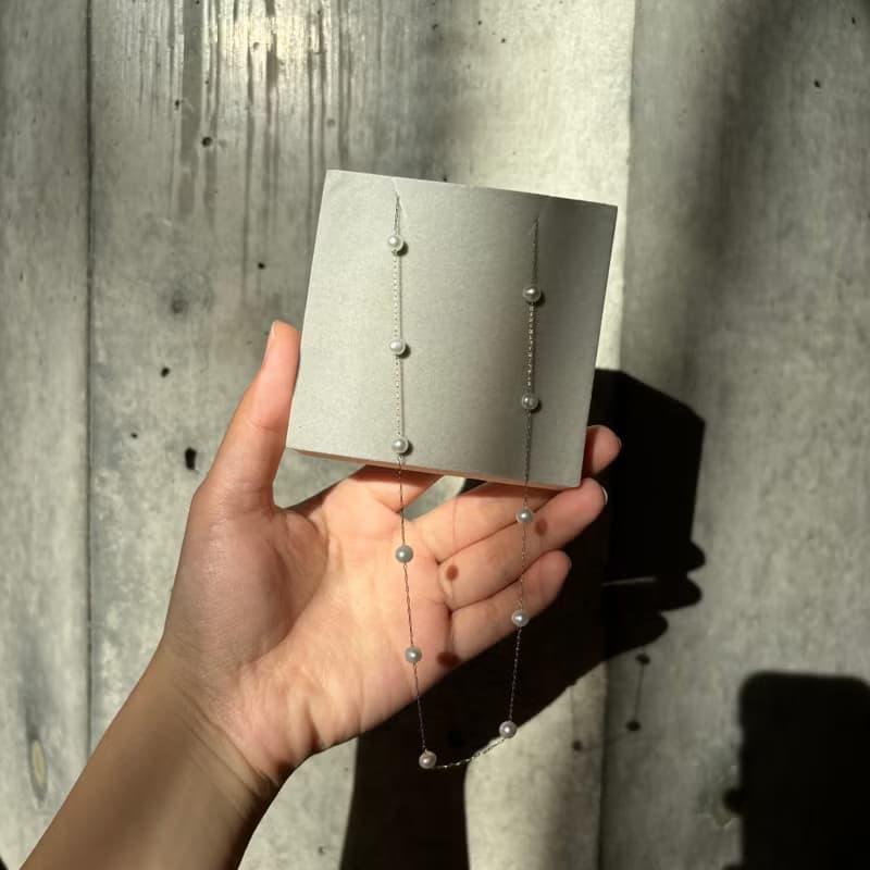 醫療鋼磁吸式 天然 淡水珍珠 項鍊 近圓5mm  極簡優雅 40cm