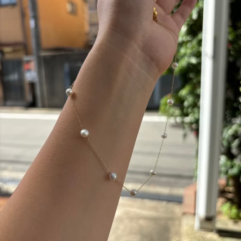 醫療鋼磁吸式 天然 淡水珍珠 項鍊 近圓5mm  極簡優雅 40cm