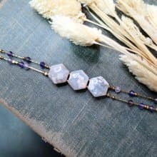 VIIART。小花園-紫芋。櫻花瑪瑙紫水晶古著金黃銅手鍊限量發售