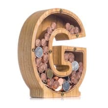 Wooden nursery decor piggy bank LETTER First birthday gift Baby shower gift