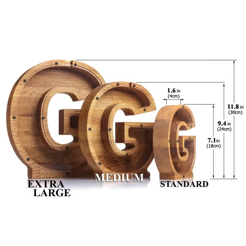 Wooden nursery decor piggy bank LETTER First birthday gift Baby shower gift