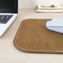 親膚滑鼠墊_巧克力色麂皮布x可水洗牛皮紙