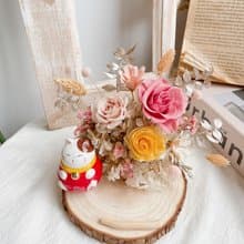 不凋花/永生花名片座 招財貓 居家擺飾 開幕禮物 入厝禮