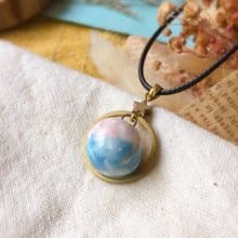 【母親節優惠 擴香項鍊】香水精油項鍊-櫻花馬卡龍|手作陶藝|香氛