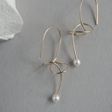 天然正圓淡水珍珠耳環 注金耳環 14Kgf Alpha Earrings