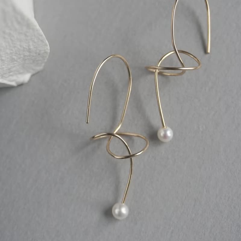 天然正圓淡水珍珠耳環 注金耳環 14Kgf Alpha Earrings
