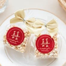 婚禮小物 手寫風紅色囍字米香 (滿百份免費印名字)