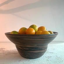 闊口造型絞胎陶花皿_陶器花器盆栽